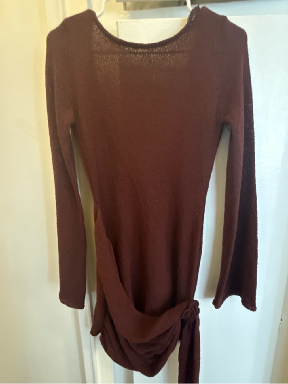 Meshki Long Sleeve Knit Dress in Burgundy